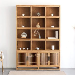 新中式 实木茶柜明格博古架置物架民宿书柜茶具展示架置物柜茶叶