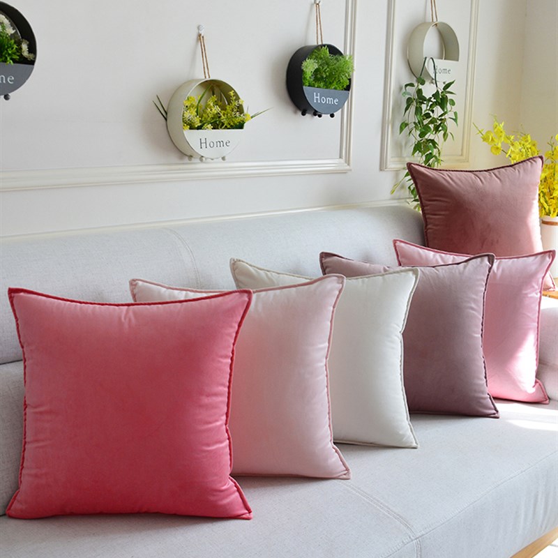 天鹅绒抱枕少女粉色系轻奢高档客厅沙发抱枕床上大靠枕Y定制靠垫