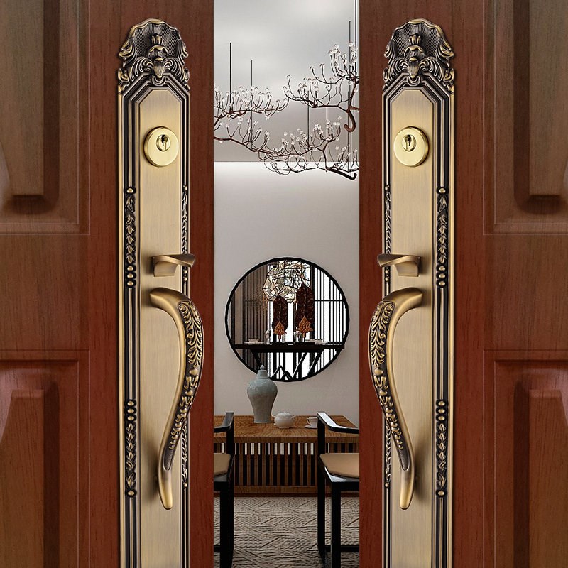 新中式双开门大门锁豪华别墅对开门锁H欧式子母门入户防盗锁家通