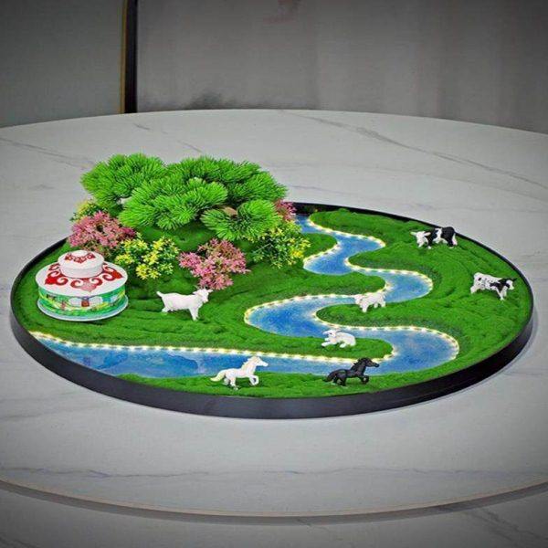 酒店餐桌摆花新中式蒙古元素微景观桌芯装饰品大圆桌中间转盘摆件,家居饰品,餐桌花艺,淘宝优惠券,粉丝福利购,淘宝优惠卷