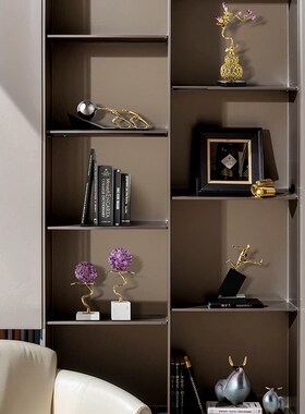 轻奢创意《花团锦簇》晶石花铜摆件客厅玄K关酒柜卧室书房桌面装