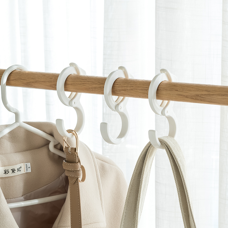 多功能S型挂钩晾衣杆可调节锁扣环衣柜桌面免打孔卡扣式挂架