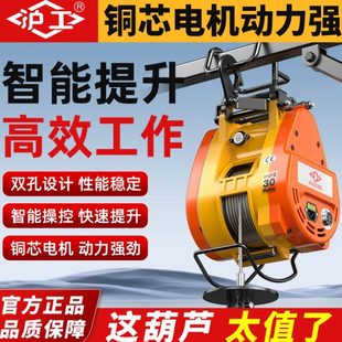 小吊机 沪工小金刚电动葫芦钢丝绳提升机220V可家用起重吊具悬挂式