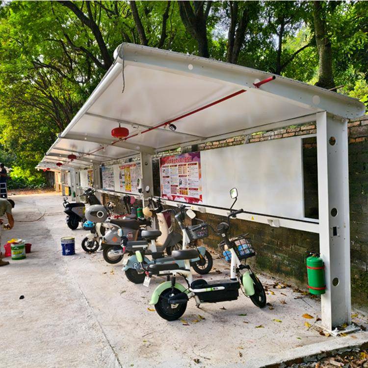 单边/双边小区2m宽PVDF电动车充电桩雨棚膜结构车棚加工