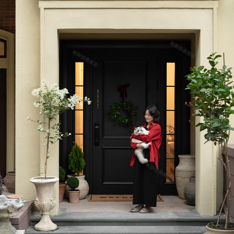 玻璃门锌合金别墅大门双开门农村自建房四开入户门堂屋客厅进户门