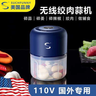 出口110v小家电轻盈便携USB充电绞肉机蒜泥机