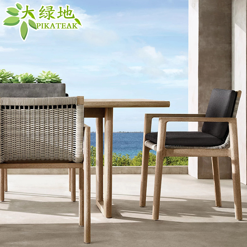 户外桌椅别墅庭院实木室外设计师款露台做旧柚木桌椅花园家具