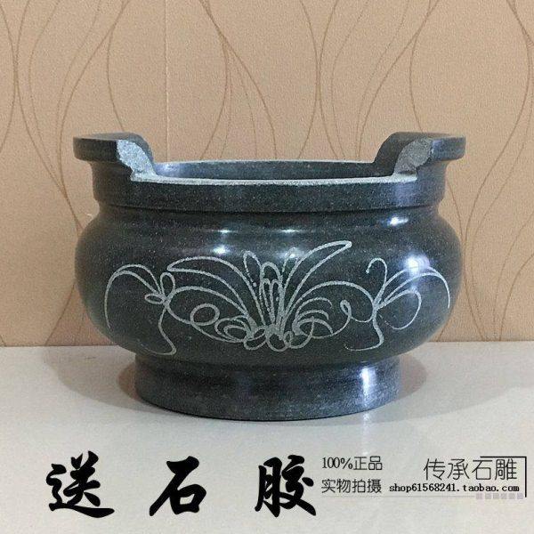 墓地祭祀石香炉包邮石雕香炉青石头圆形带耳朵香炉12-20CM石香炉,家居饰品,石雕,淘宝优惠券,粉丝福利购,淘宝优惠卷