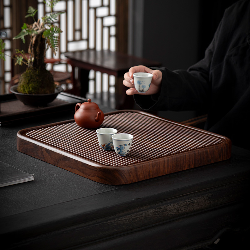 新中式竹木正方形竹制茶盘家用茶具套装茶海排水蓄水式茶台竹托盘