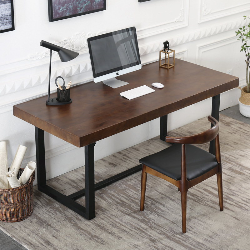 现代简约实木办公桌家用书房台式电脑桌公司员工单人写字台桌书桌