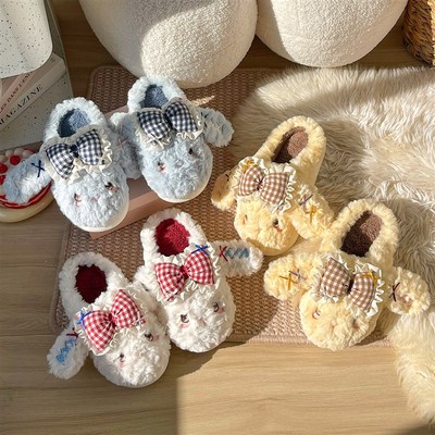 可爱小狗棉拖鞋女2025新款秋冬季室内居家防滑保暖厚底毛绒拖鞋女