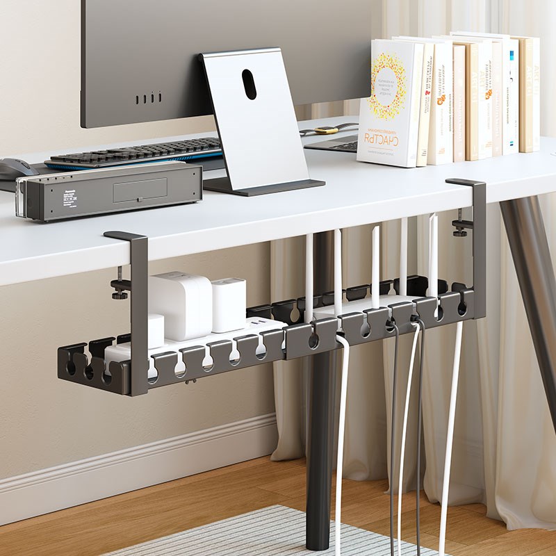 桌下理线器电源线架免打孔槽线路整理盒电线收纳插座支架走线神器