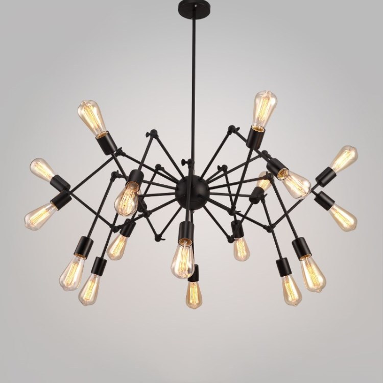 美式乡村餐厅吧台铁艺复古工业风伸缩蜘蛛吊灯创意客厅服装店吊灯