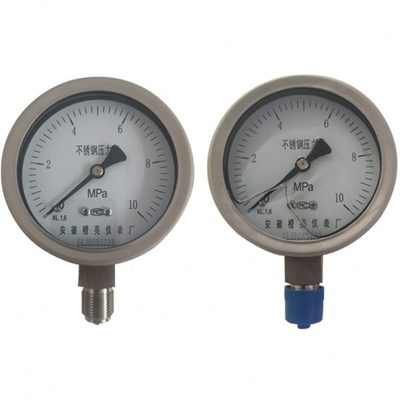 不锈钢耐震压力表1.6/1.0级 Y-100BFZ YN-150B 0-1.6MPA 2.5MPA10