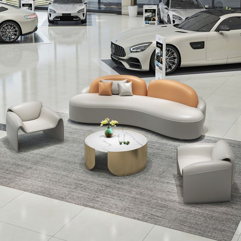 轻奢4S店会客沙发洽谈休息区商务展厅小型接待室休闲沙发茶几组合