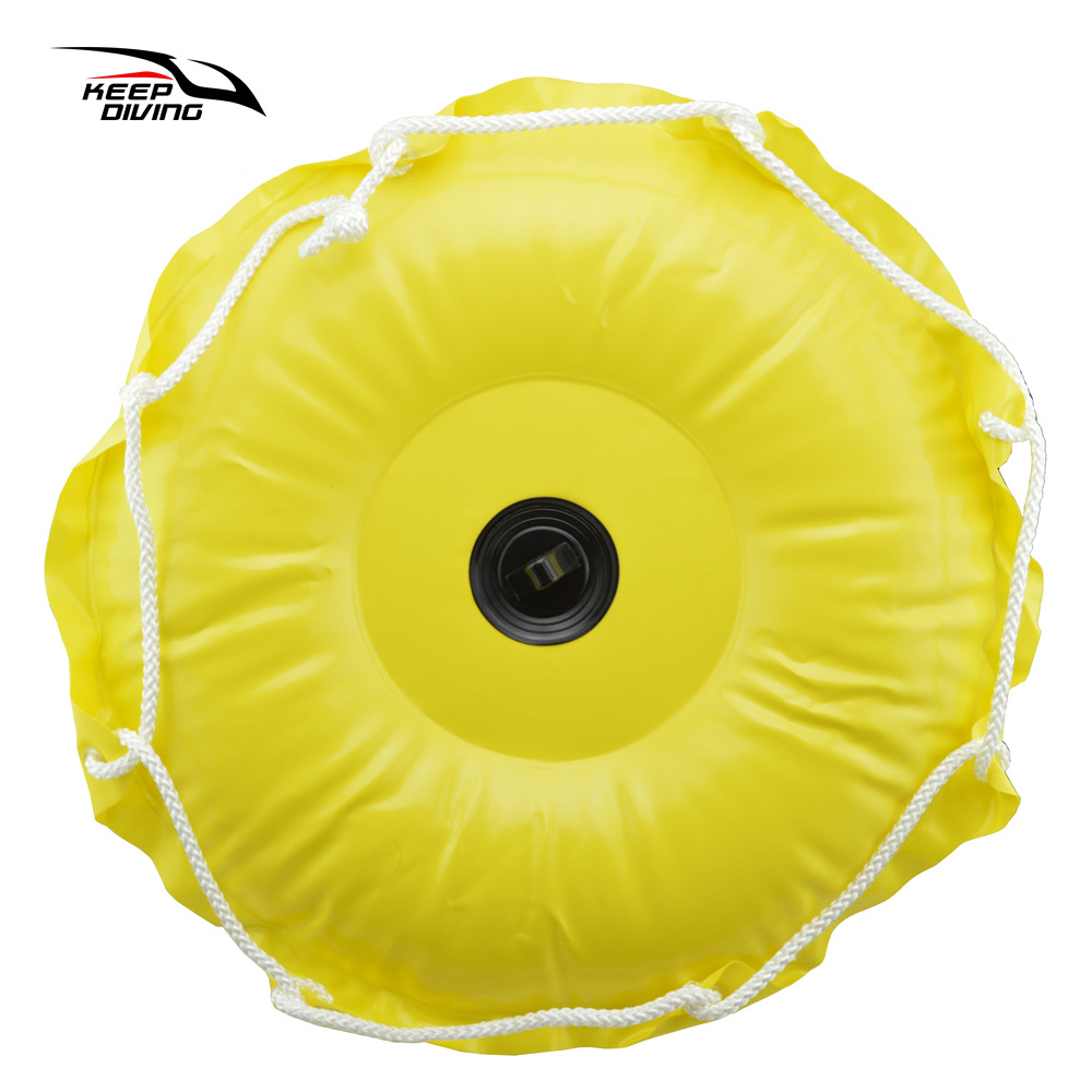 PVC口吹充气自由潜储物浮球黄色潜水浮标海上信号警示定位FB-973