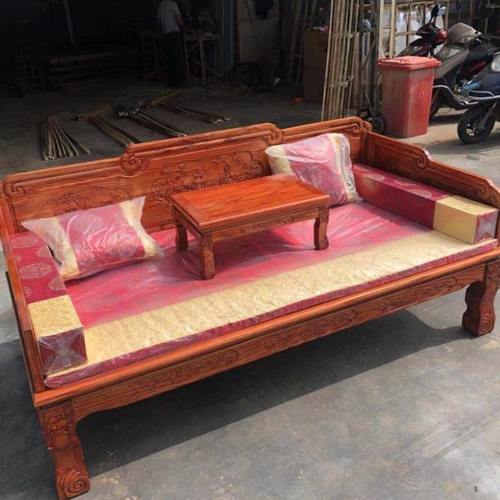 罗汉床菠萝格木中式家具客厅沙发小户型床垫组合三件套民宿禅意榻