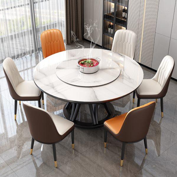 轻奢电动岩板实木餐桌椅组合现代简约大理石火锅桌家用圆形餐桌椅,住宅家具,岩板餐桌,淘宝优惠券,粉丝福利购,淘宝优惠卷