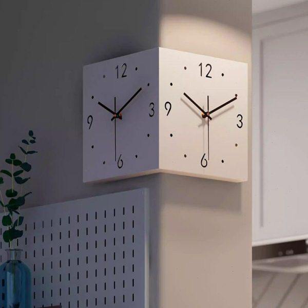 北欧双面挂钟客厅现简约转角钟表家用挂墙阳角时钟拐角档墙钟,家居饰品,挂钟,淘宝优惠券,粉丝福利购,淘宝优惠卷