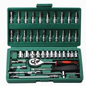 汽配 批头组合工具套装 46件套汽修工具套装 套筒工具带棘轮扳手