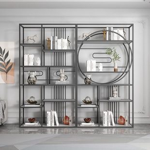 现代风格铁艺博古架轻奢简约客厅玄关收纳架办公室茶室摆件展示架
