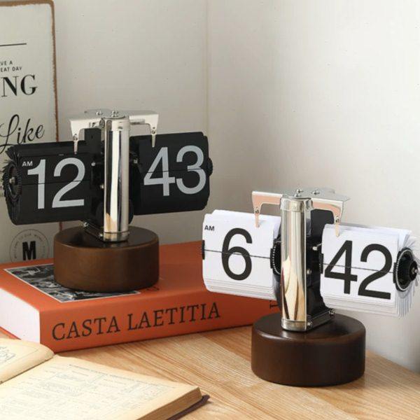 妙刻胡桃木小天平自动翻页钟表经典欧式客厅桌面座钟脚时钟,家居饰品,立钟/落地钟,淘宝优惠券,粉丝福利购,淘宝优惠卷