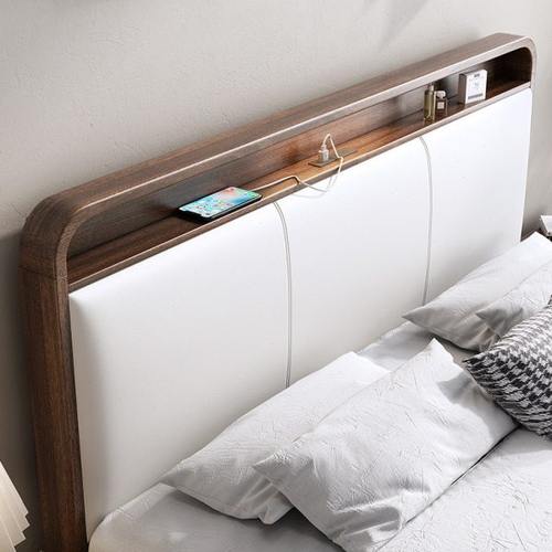 胡桃实木床1米5x2米x2米2大床新中式床软包高箱储物双人床主卧室