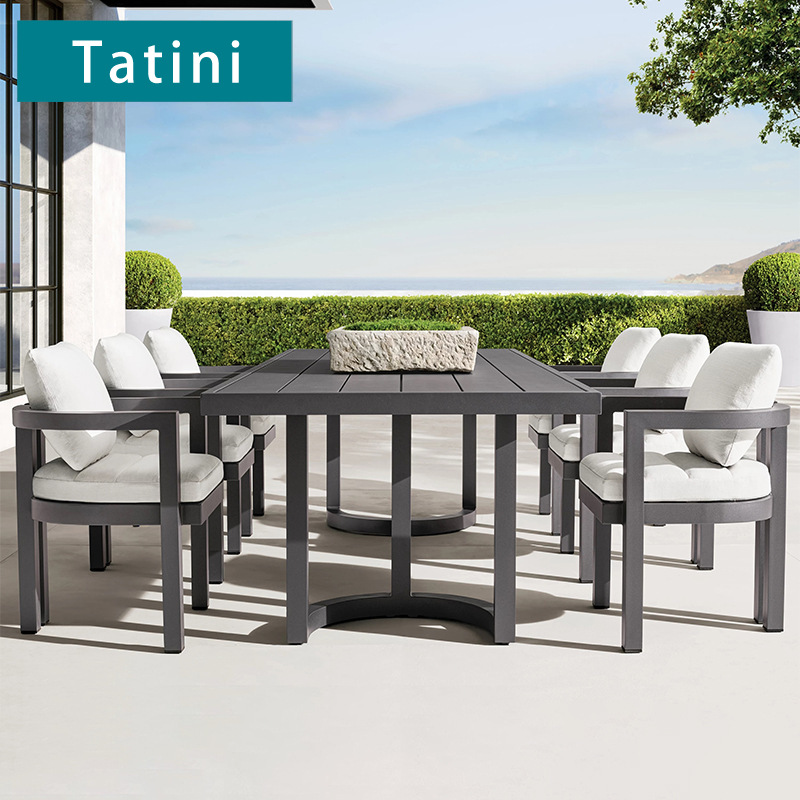 户外实木桌椅庭院别墅露天防腐柚木休闲室外花园防水防晒家具组合