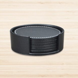 高档商务办公会议双面皮革杯托垫 圆形碗垫隔热垫咖啡茶防水杯垫