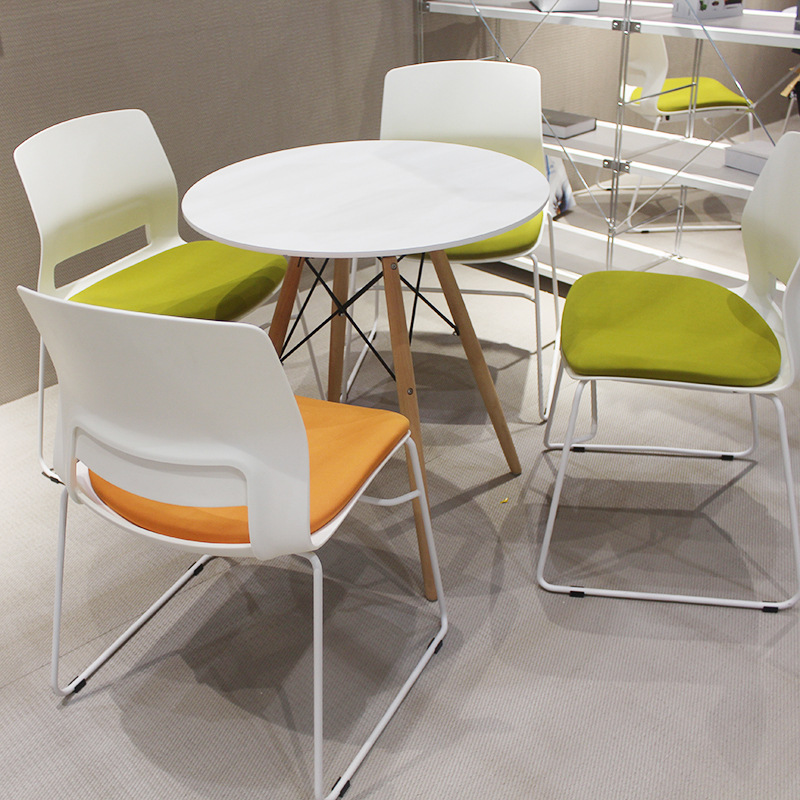 圆形小会议桌 洽谈台办公室简约接待桌子白色会客桌一桌四椅组合
