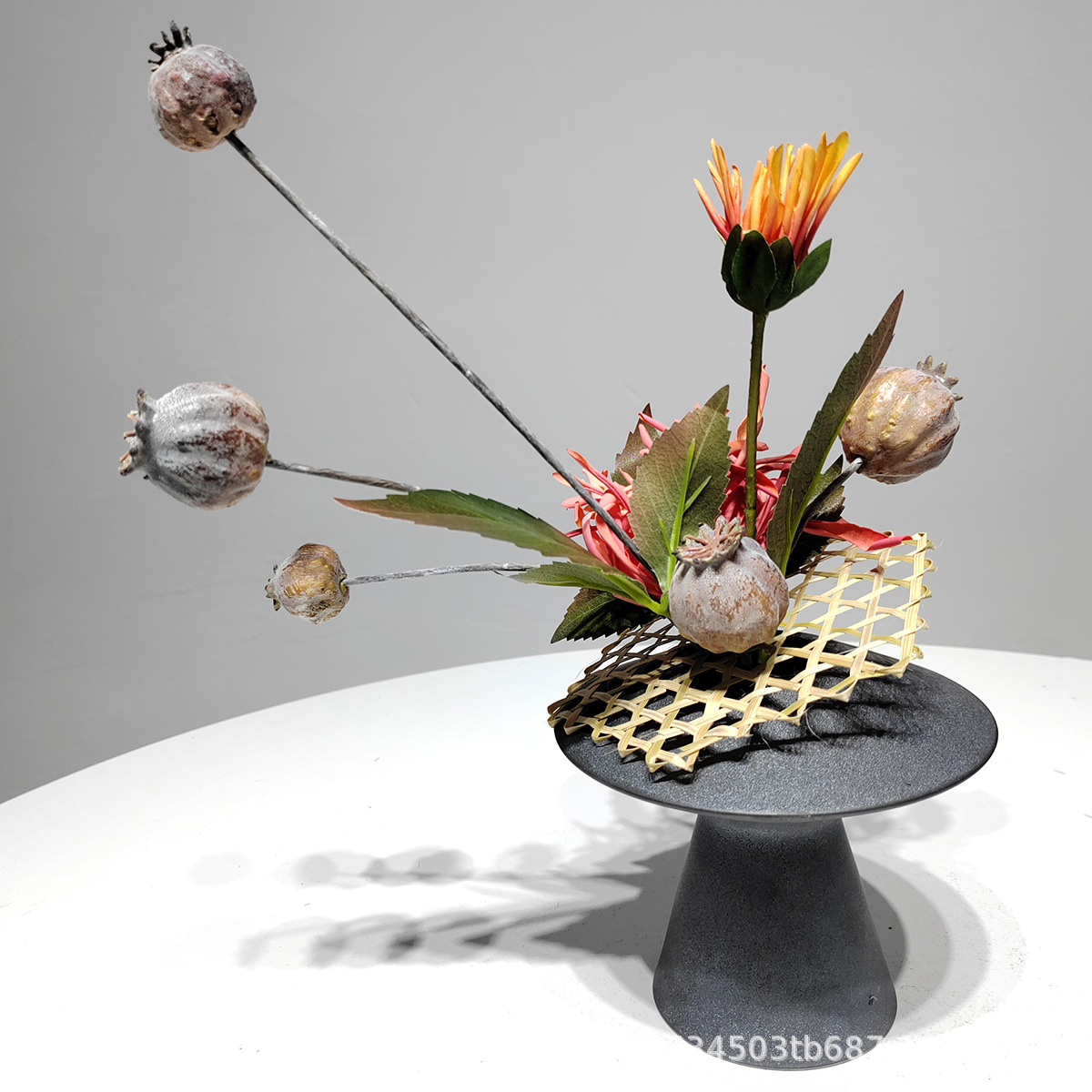 新中式仿真花艺样板间民宿茶几茶室软装桌面摆件仿真植物装饰摆件