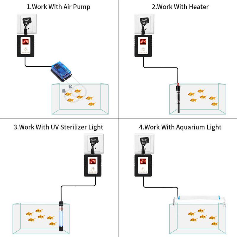 智能循环插头定时器水草灯水族灯氧气泵杀菌灯定时开关自动循环