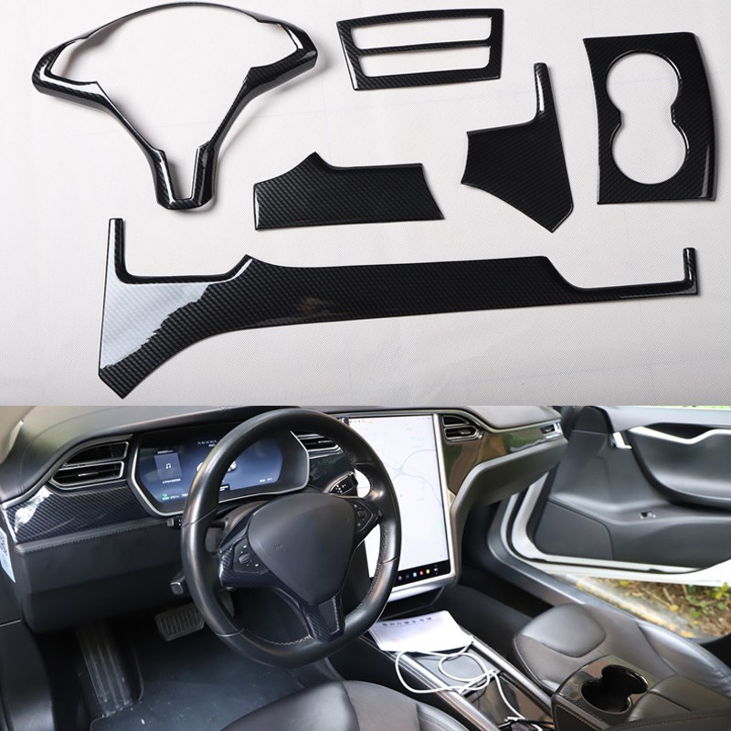 适用于1a4 15 18 19老款特斯拉MODELS桃木内饰改装碳纤维色亮片贴