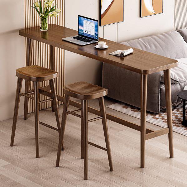 实木吧台桌家用小户型简约阳台休闲小吧台靠墙长条高脚桌子工作台