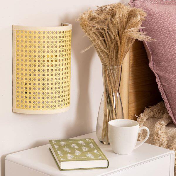 日式藤艺壁灯客厅卧室床头民宿过道楼梯灯中式田园风复古创意墙灯