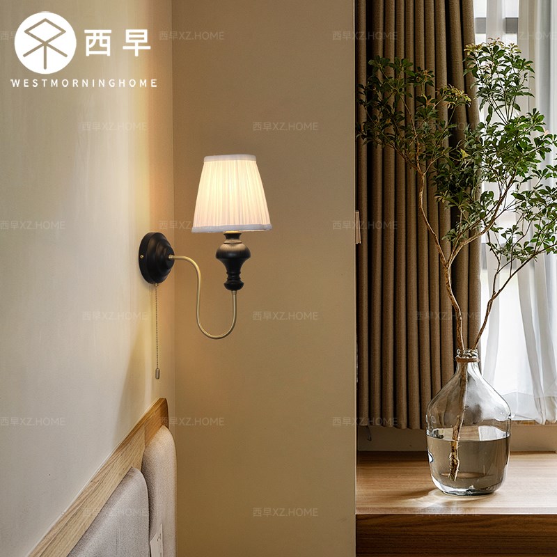 法式复古主卧室床头壁灯高级感中古设计师楼梯过道拉线开关氛围灯