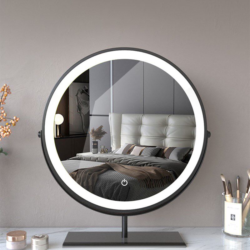 高清化妆镜智能大圆镜带led灯桌面台式梳妆镜补光灯梳妆台镜子