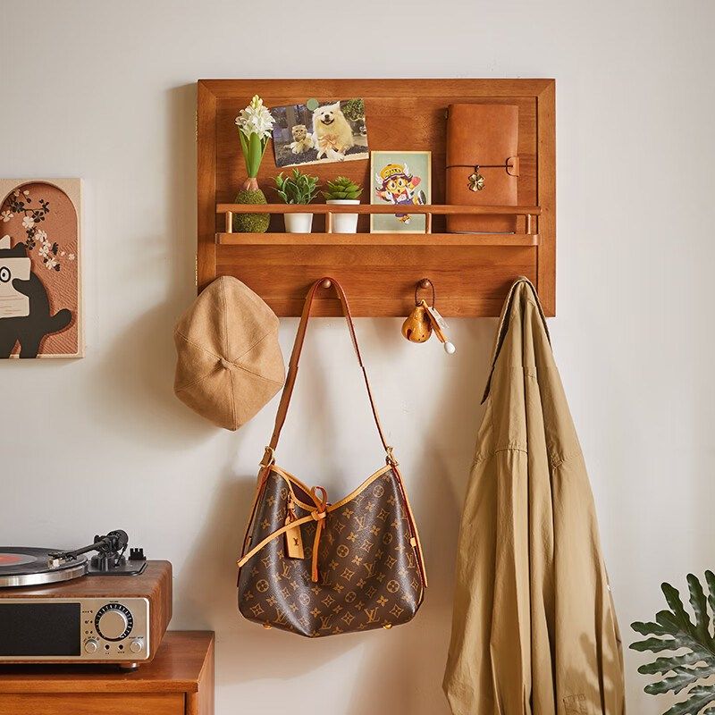 电表箱装饰画配电箱壁挂挂衣架创意置物架实木多功能门后墙上挂钩