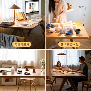 二黑木作 鲸鱼餐桌 北欧全实木超厚大长桌樱桃木日式餐厅工作台