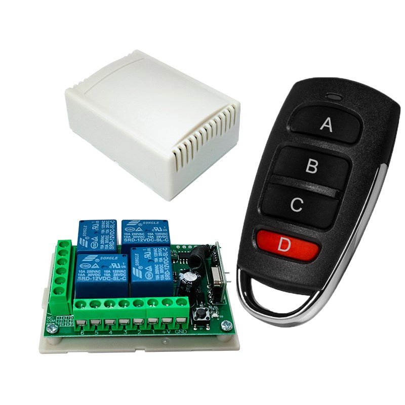 四路无线遥控开关DC6V-30V/AC220V灯具电机正反转门禁车尾板改装