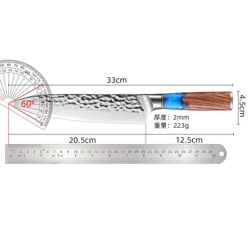 不锈钢锻打锤纹料理厨师刀切付刀水果刀西式主厨刀厨房家用不粘刀