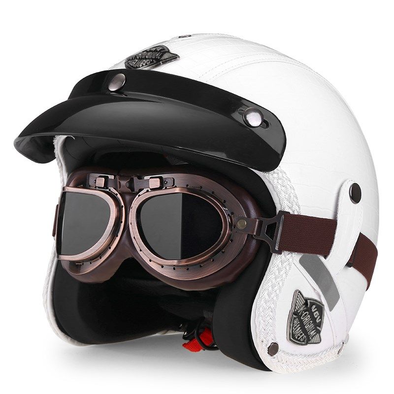 3C认证摩托车头盔男巡航四季机车电动G车半盔复古安全四分之三盔