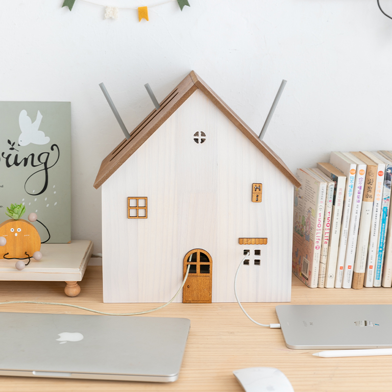 阿楹 桌面wifi路由器收纳盒 插座电视机顶盒电线遮挡光猫箱置物架