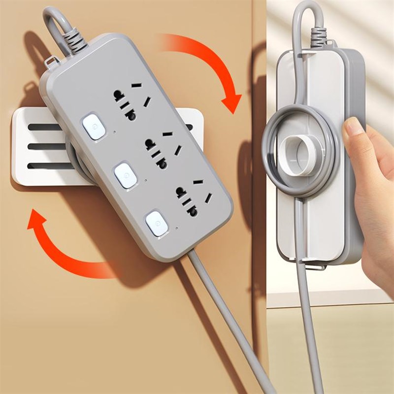 排插固定器壁挂插座插排免打孔插线板电线路由器绕线器固定墙上贴
