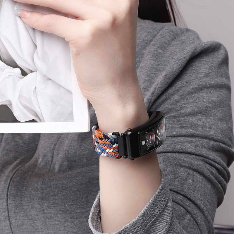 适用于华为手环b7表带HUAWEI BAND B7磁吸扣编织腕带HW b7智能手环尼龙回环手表链弹力透气防水时尚替换带