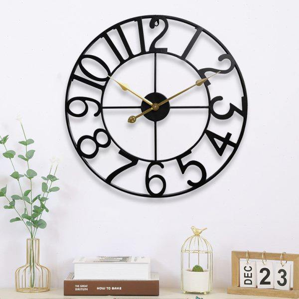 北欧简约铁艺静音钟表 复古创意圆形数字挂钟 家用客厅装饰品时钟,家居饰品,挂钟,淘宝优惠券,粉丝福利购,淘宝优惠卷