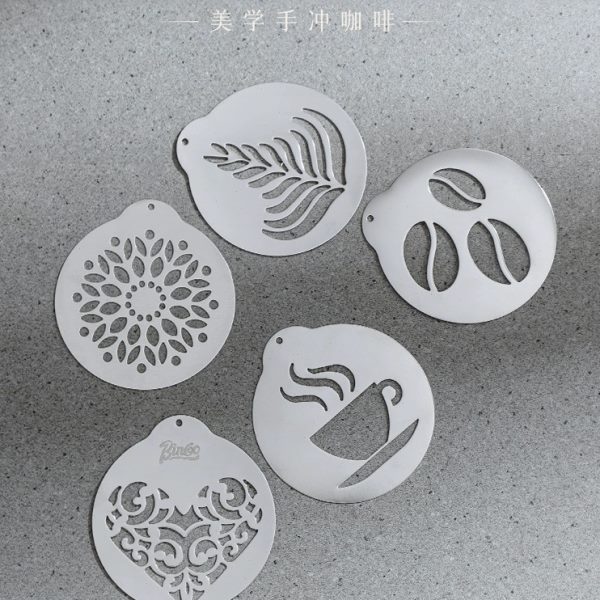 oo拉花式咖啡花B神器不锈钢in喷案花DIYc模具图印花粉咖啡拉花撒