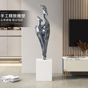 饰轻奢乔迁镀高级 大型落地摆件鹿客厅电视柜麋电家居饰品礼物感装