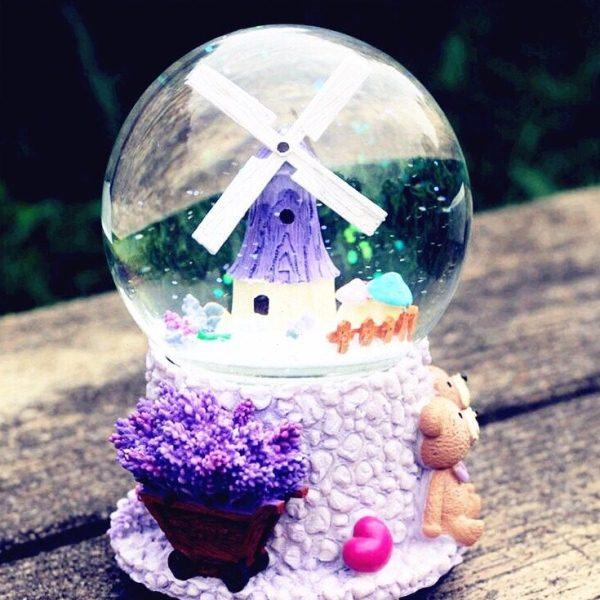 创意新款音乐盒大号风车树脂水晶球家居摆件闺蜜同学生日礼物包邮