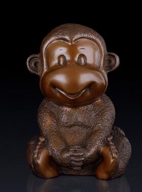 紫铜四不猴工艺品铜四不猴家居客厅摆件办公室生肖猴装饰品猴子